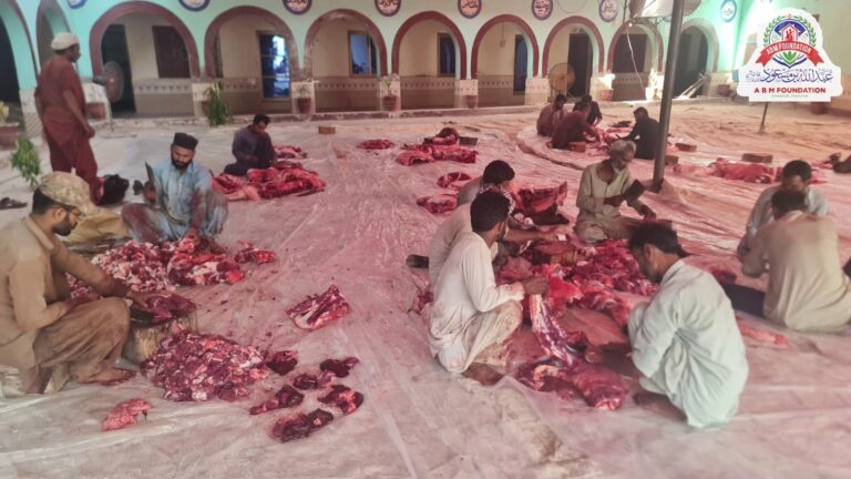 Eid ul adha qurbani meat cutting and portioning
