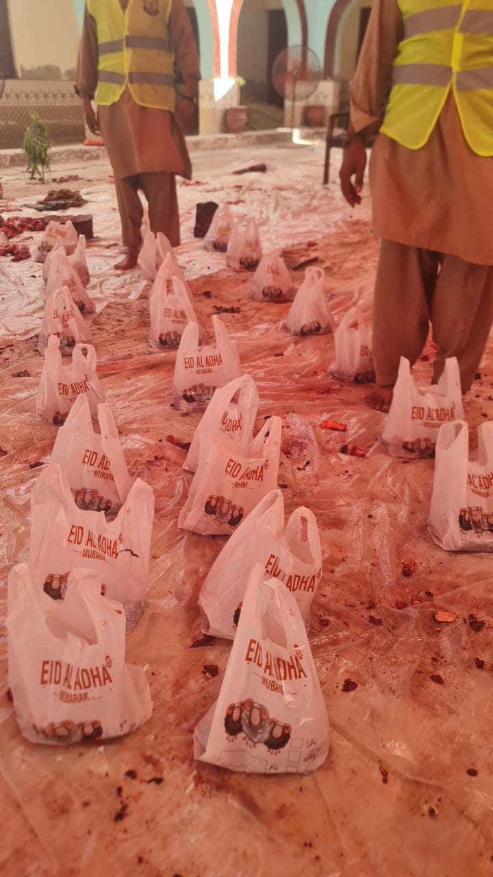 Eid ul adha qurbani meat packages ready for distribution