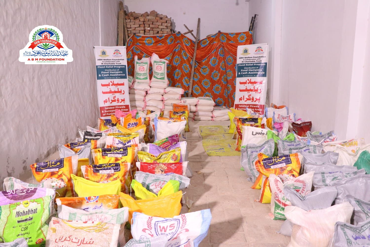 Flood relief food hampers and ration supplies