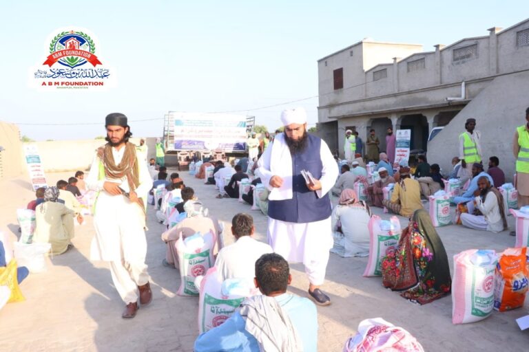 Flood relief food ration distribution event