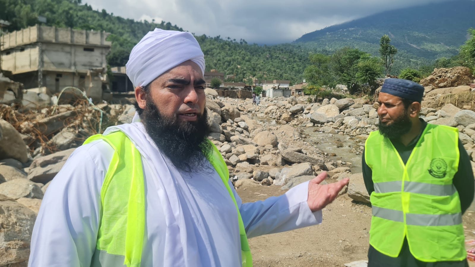 Field team assessing a flood-damaged area