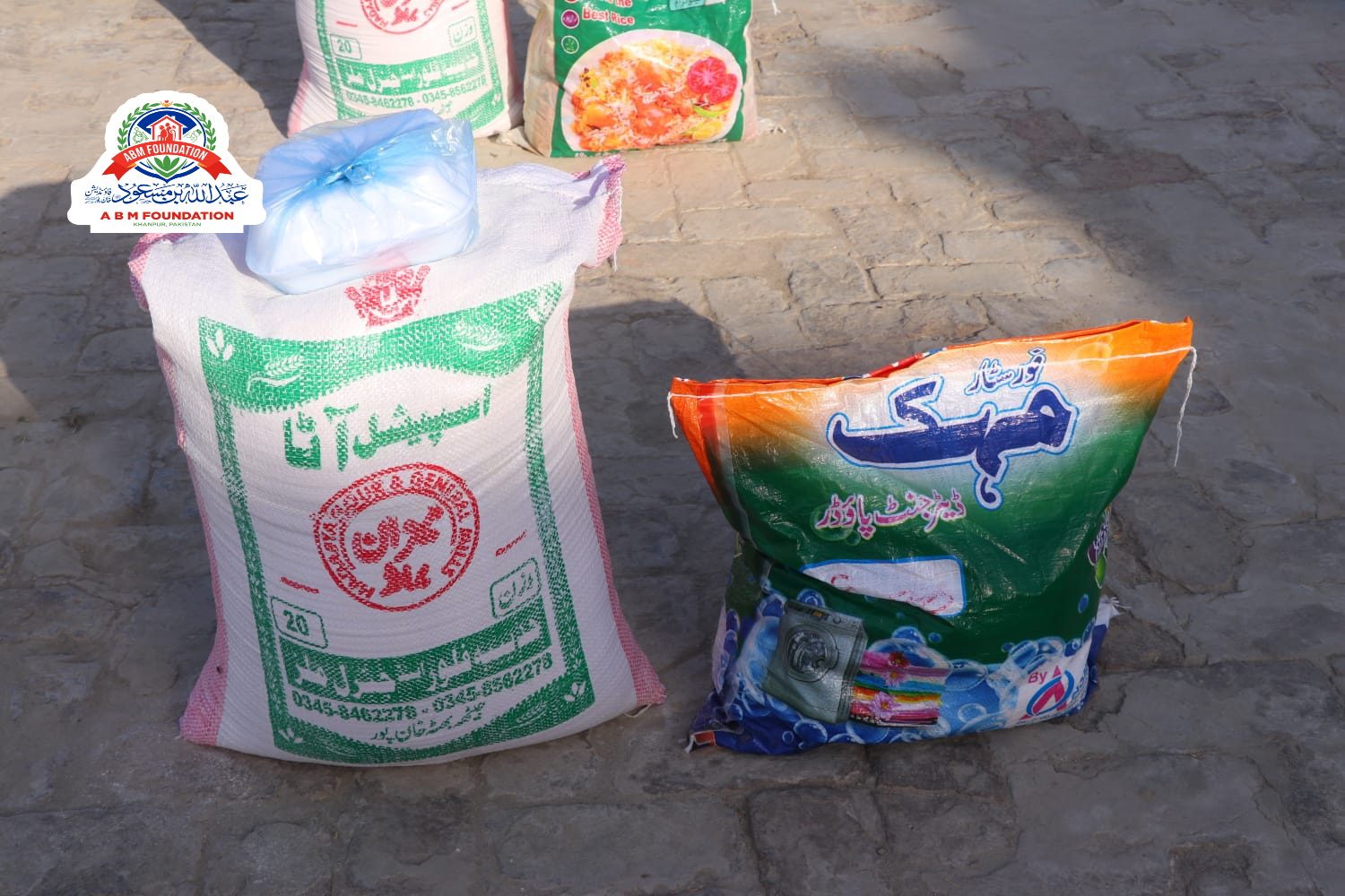 Flour detergent and household supplies for flood relief