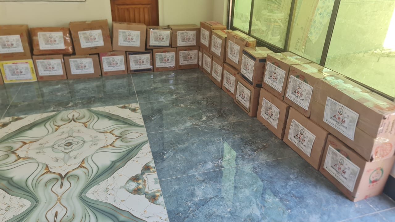 Ramadan food ration cartons ready for distribution